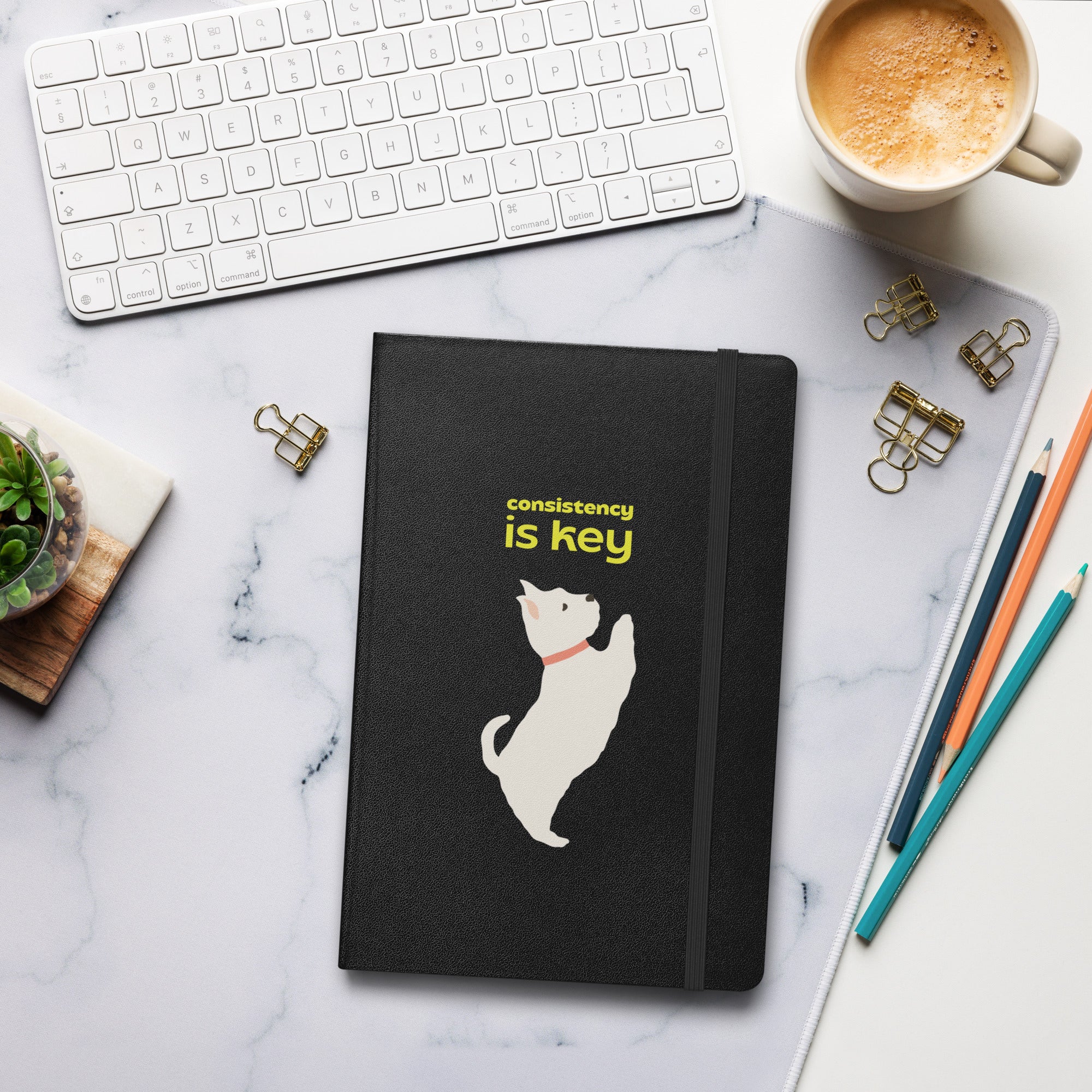 Terrier Dog Hardcover Bound Notebook - "Consistency is key"