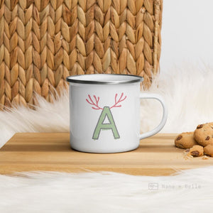 Alphabet A enamel mug, kids unbreakable cup, enamel mug, letter A cup, chocolate mug - Nana + Belle