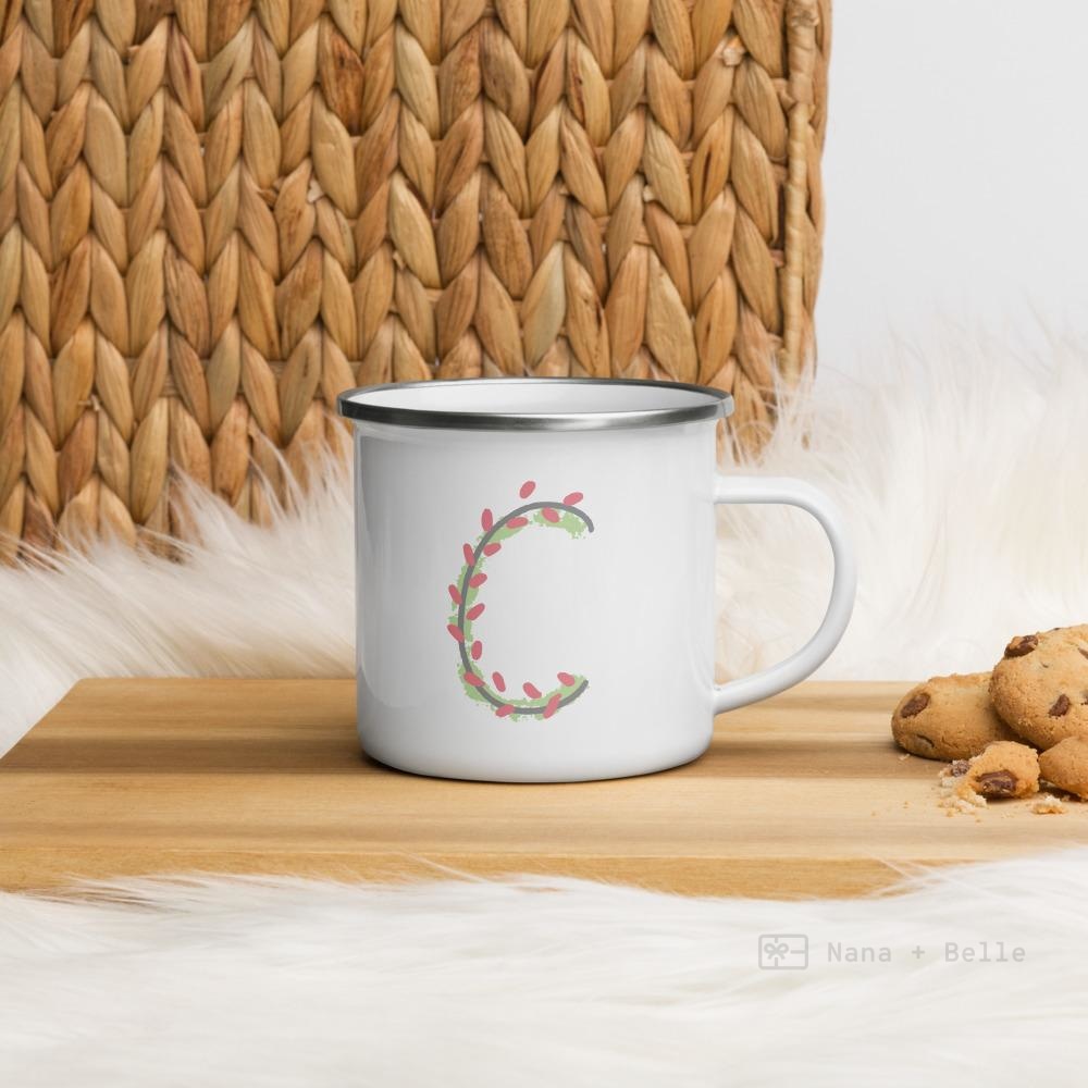 Alphabet C enamel mug, kids unbreakable cup, enamel mug, letter C cup, chocolate mug - Nana + Belle