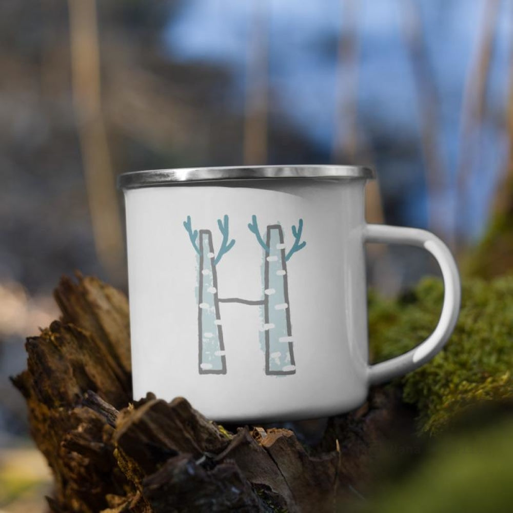 Alphabet H Enamel Mug / Letter Cup Mug