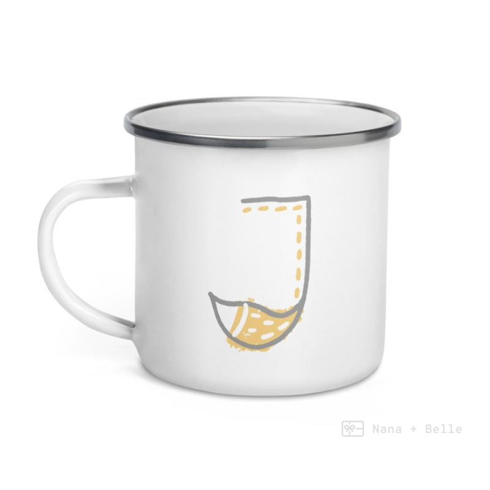 Alphabet J Enamel Mug / Letter Cup Mug