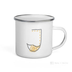 Alphabet J Enamel Mug / Letter Cup Mug