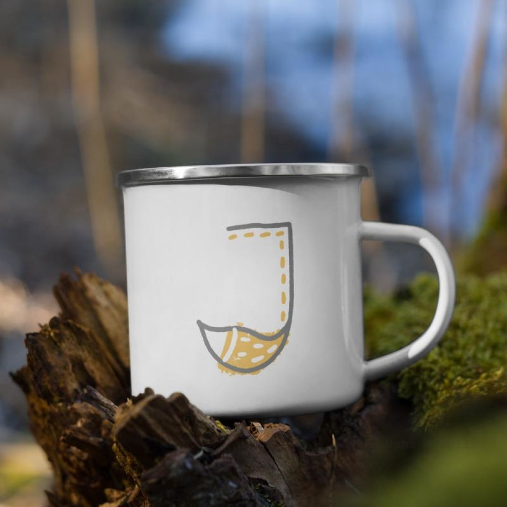 Alphabet J Enamel Mug / Letter Cup Mug