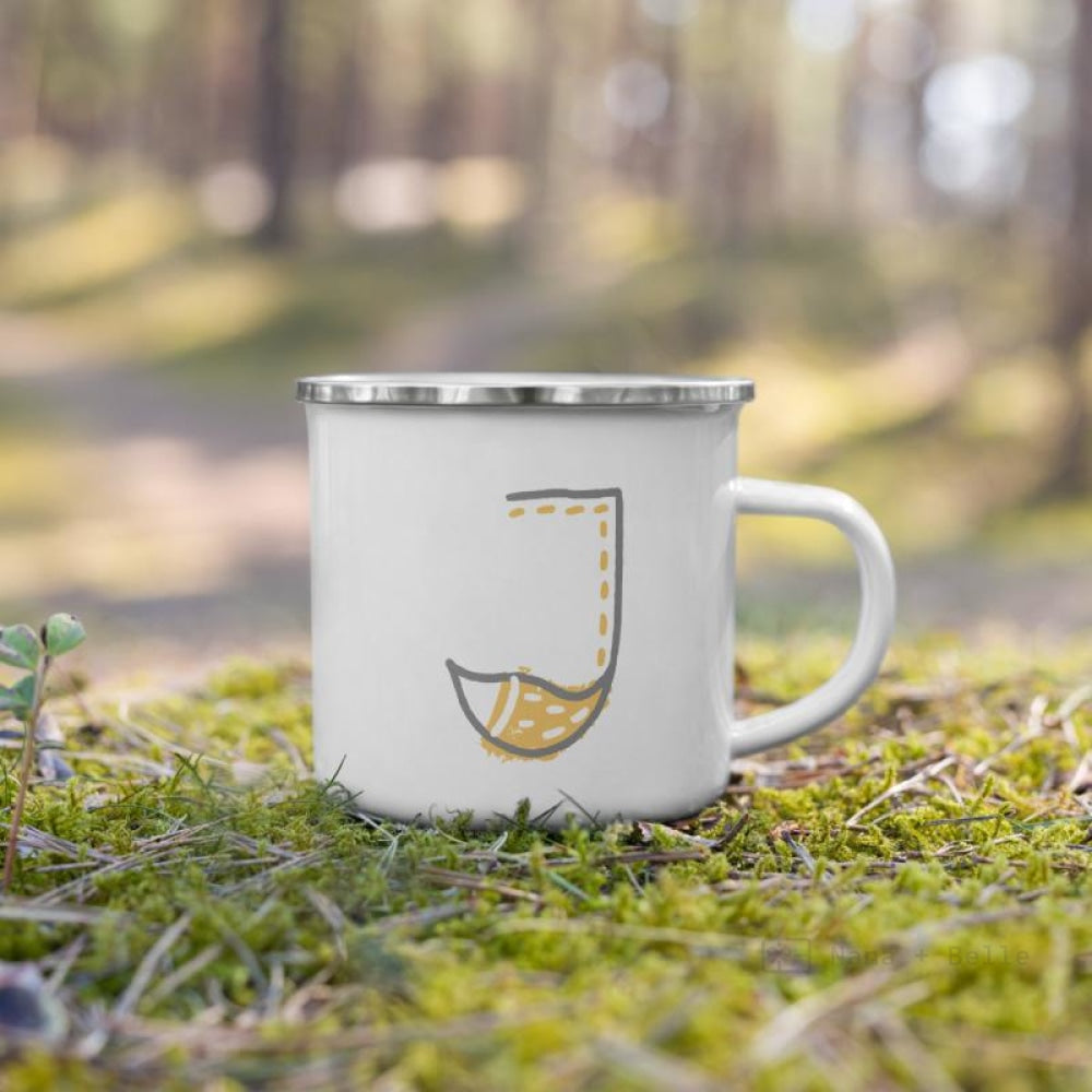 Alphabet J Enamel Mug / Letter Cup Mug