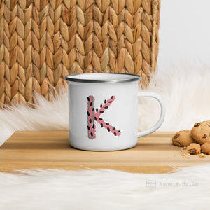 Alphabet K enamel mug, kids unbreakable cup, enamel mug, letter K cup, chocolate mug - Nana + Belle