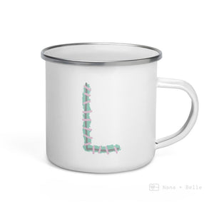 Alphabet L enamel mug, kids unbreakable cup, enamel mug, letter L cup, chocolate mug - Nana + Belle