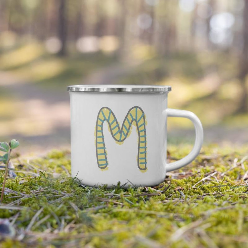 Alphabet M Enamel Mug / Letter Cup Mug