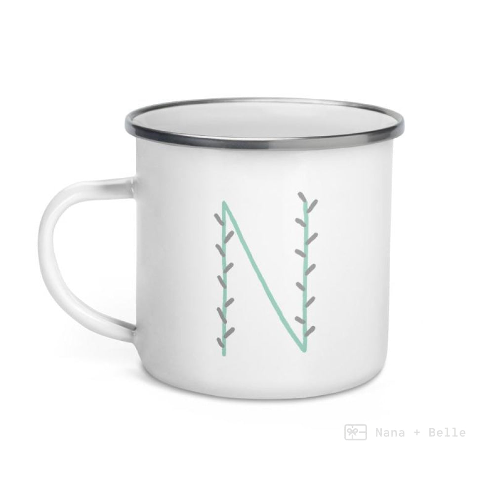 Alphabet N Enamel Mug / Letter Cup Mug