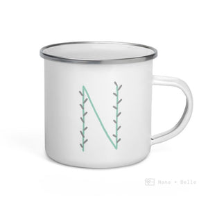 Alphabet N Enamel Mug / Letter Cup Mug