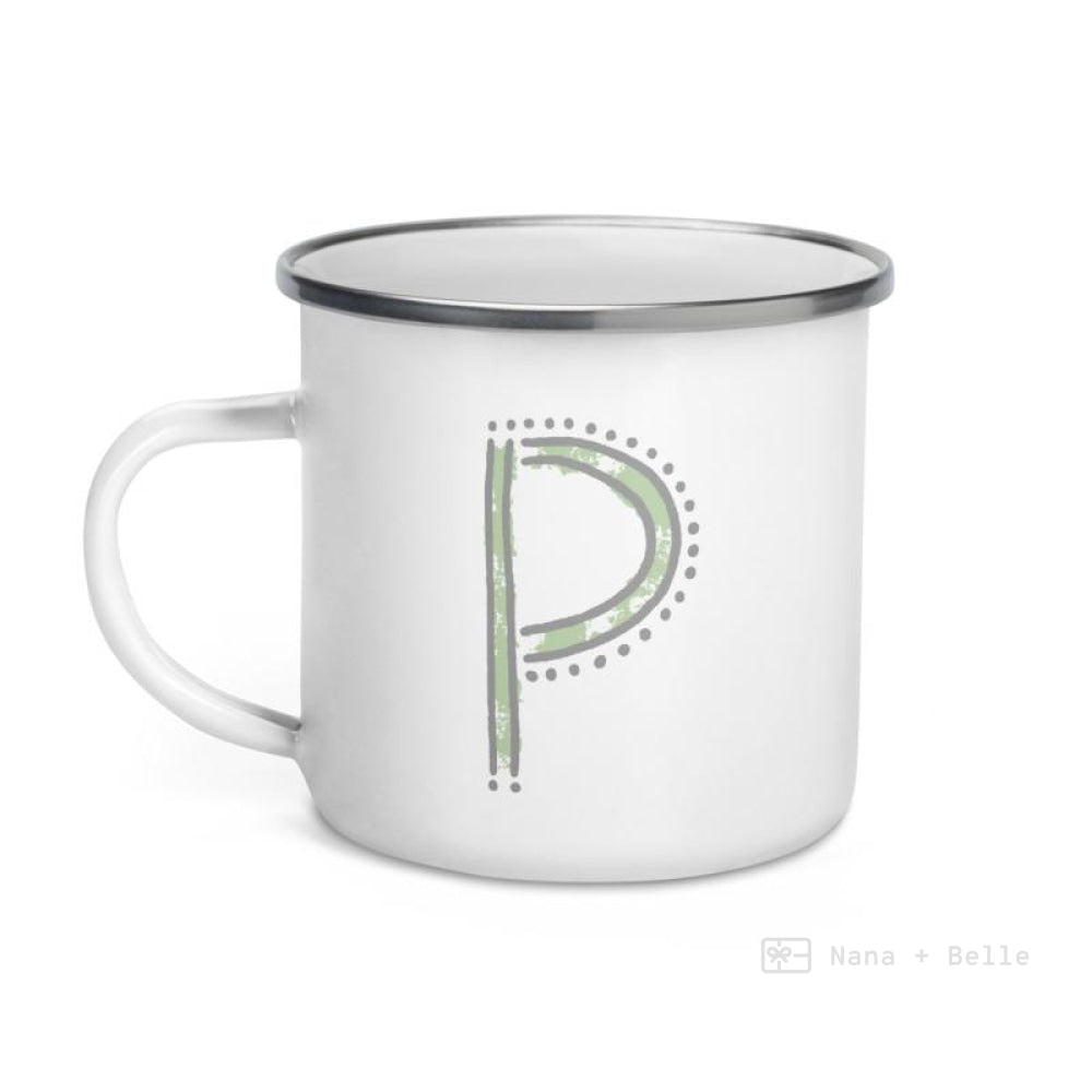 Alphabet P Enamel Mug / Letter Cup Mug