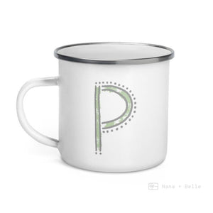 Alphabet P Enamel Mug / Letter Cup Mug