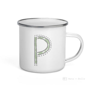 Alphabet P Enamel Mug / Letter Cup Mug