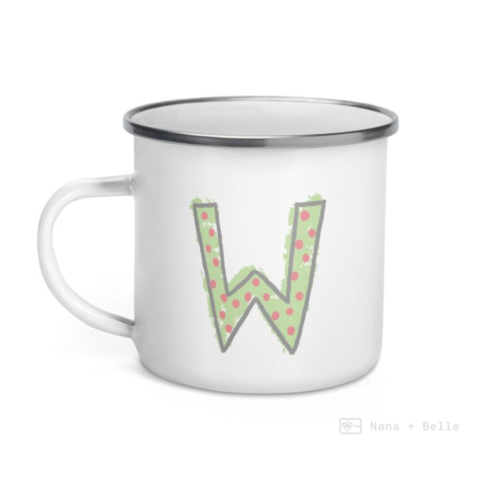 Alphabet W Enamel Mug / Letter Cup Mug