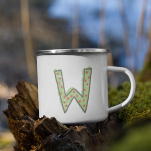 Alphabet W Enamel Mug / Letter Cup Mug