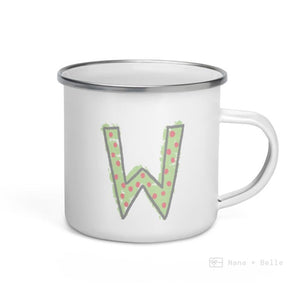 Alphabet W Enamel Mug / Letter Cup Mug