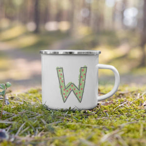 Alphabet W Enamel Mug / Letter Cup Mug