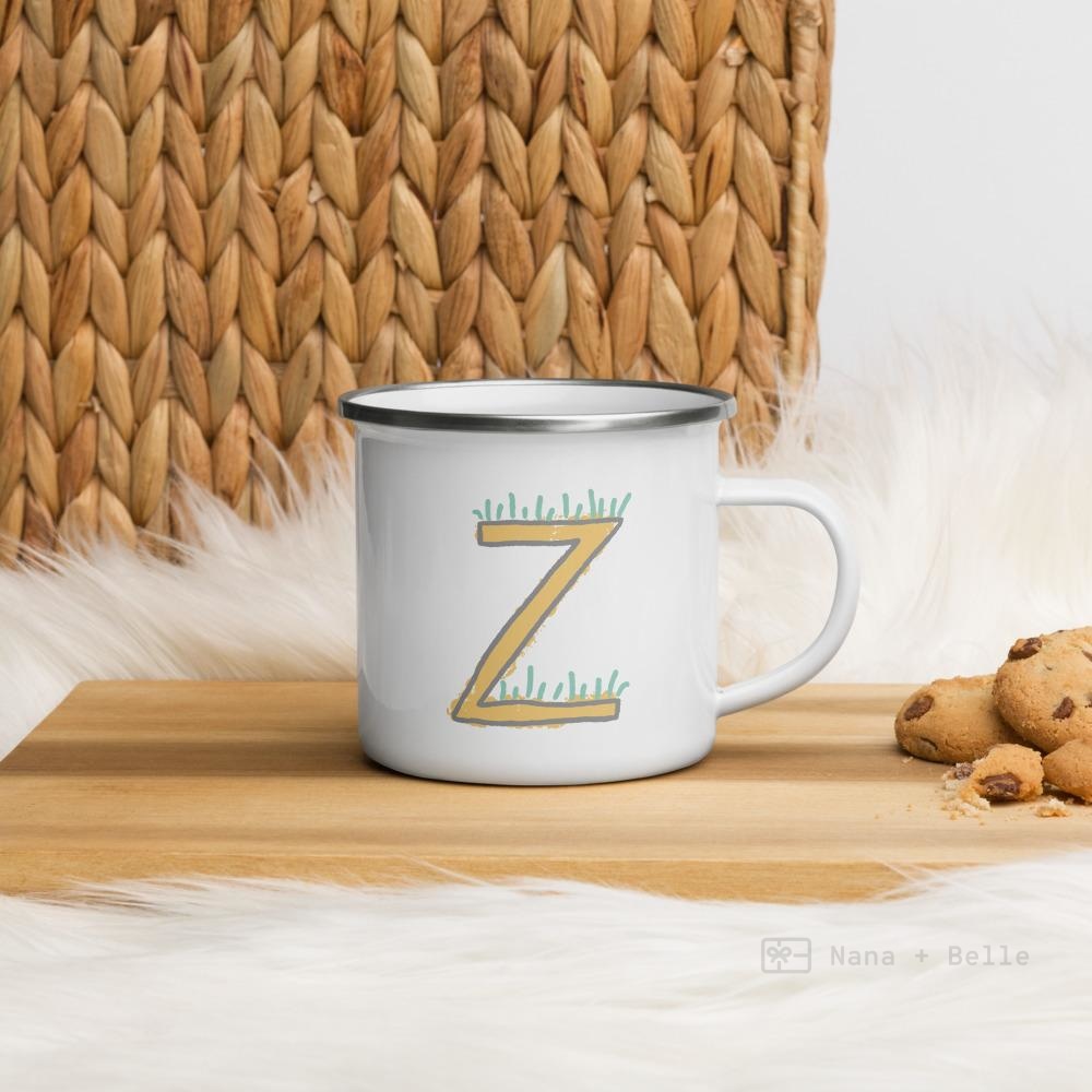 Alphabet Z enamel mug, kids unbreakable cup, enamel mug, letter Z cup, chocolate mug - Nana + Belle