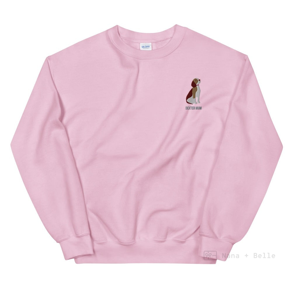 Beagle Embroidered Personalised Unisex Jumper Light Pink / S