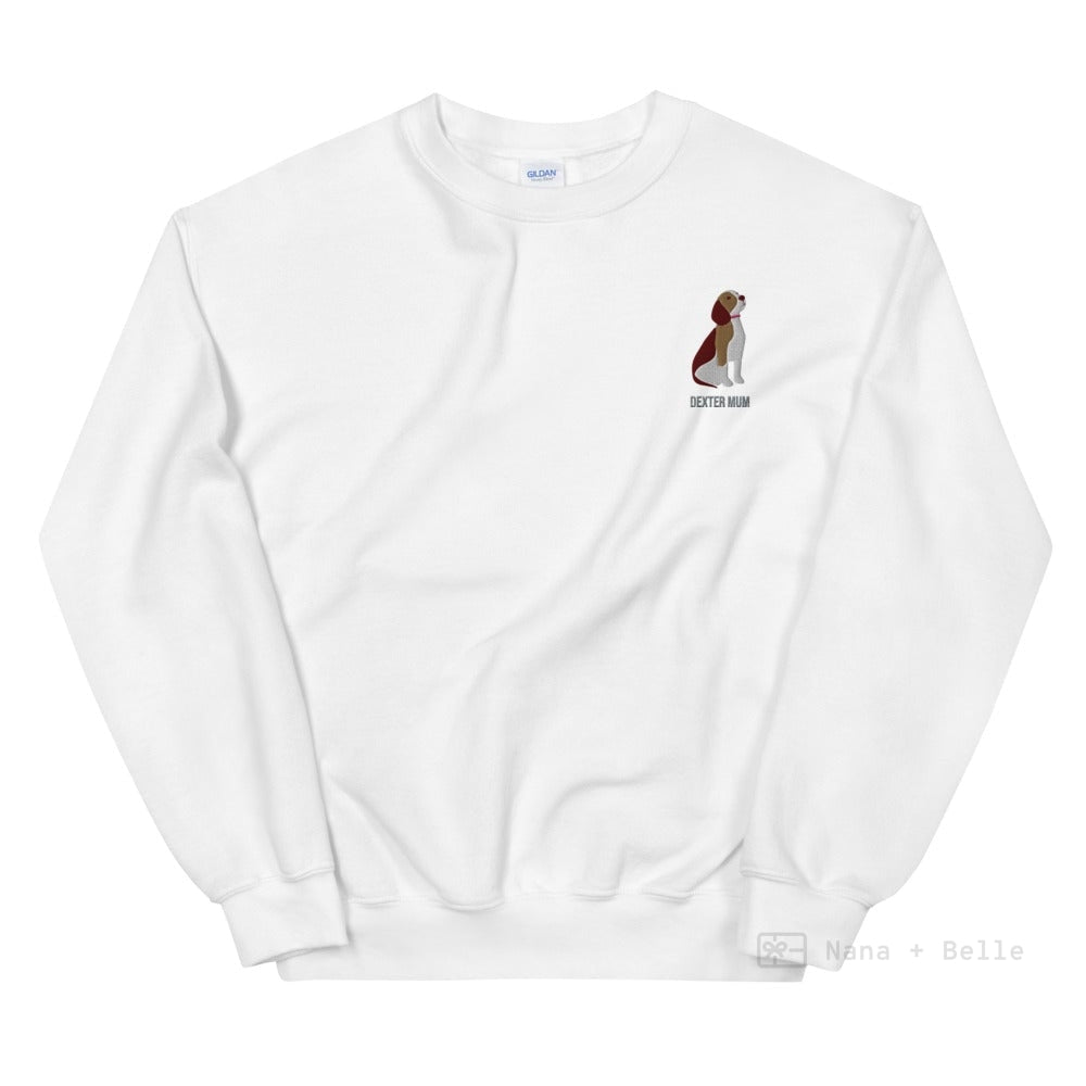 Beagle Embroidered Personalised Unisex Jumper White / S