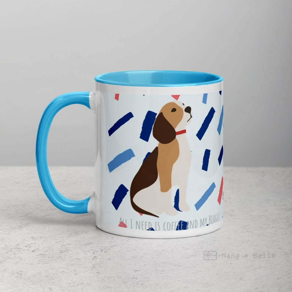 Beagle Mug With Colour Inside Blue Mugs