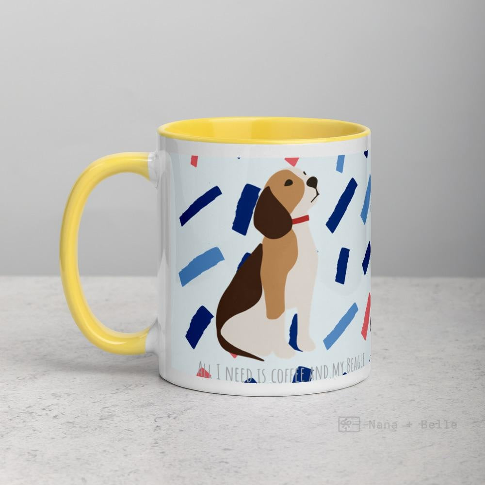 Beagle Mug With Colour Inside Yellow Mugs