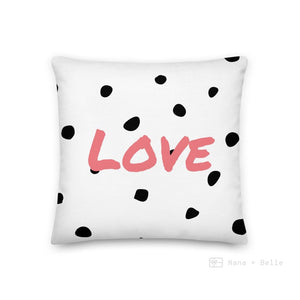 Black Polka Dots Love Square Cushion Cushions