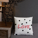 Load image into Gallery viewer, Black Polka Dots Love Square Cushion Cushions
