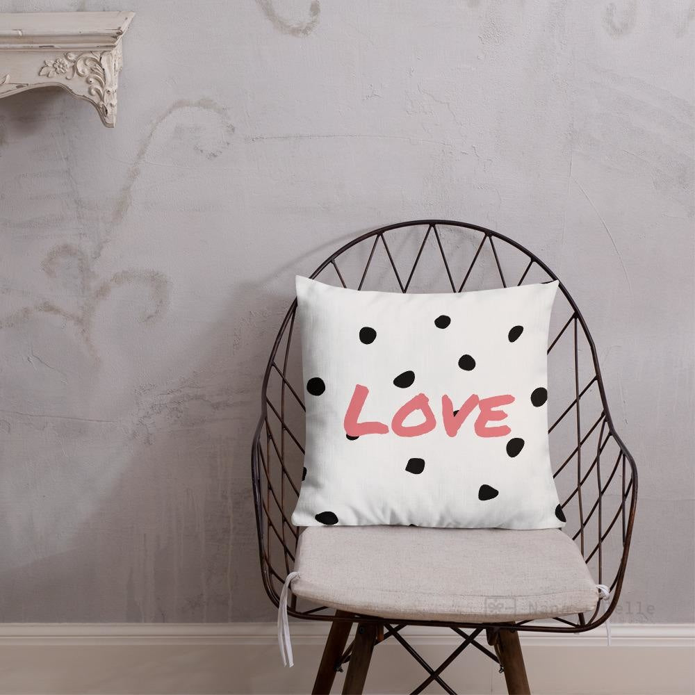 18x18in square ornament sofa cushion throw black polka dots 45x45cm - Love New - Nana + Belle