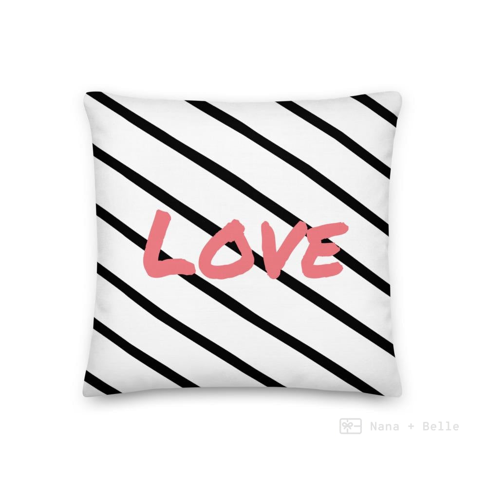 Black Stripe Love Square Cushion Cushions