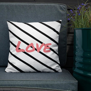 Black Stripe Love Square Cushion Cushions