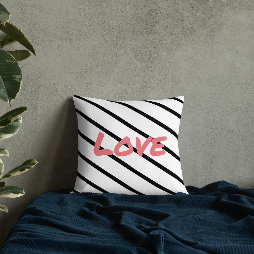 Black Stripe Love Square Cushion Cushions