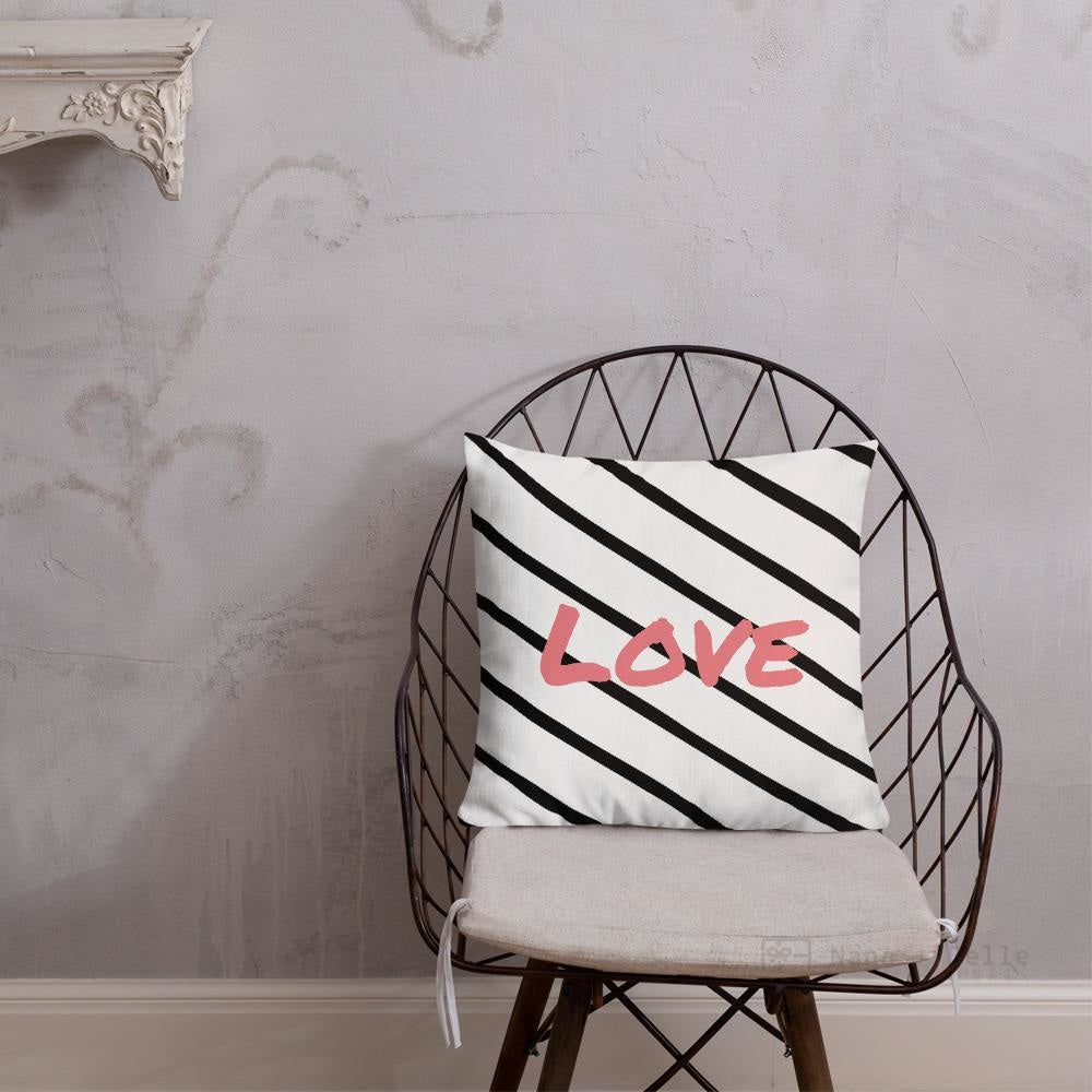 Black Stripe Love Square Cushion Cushions