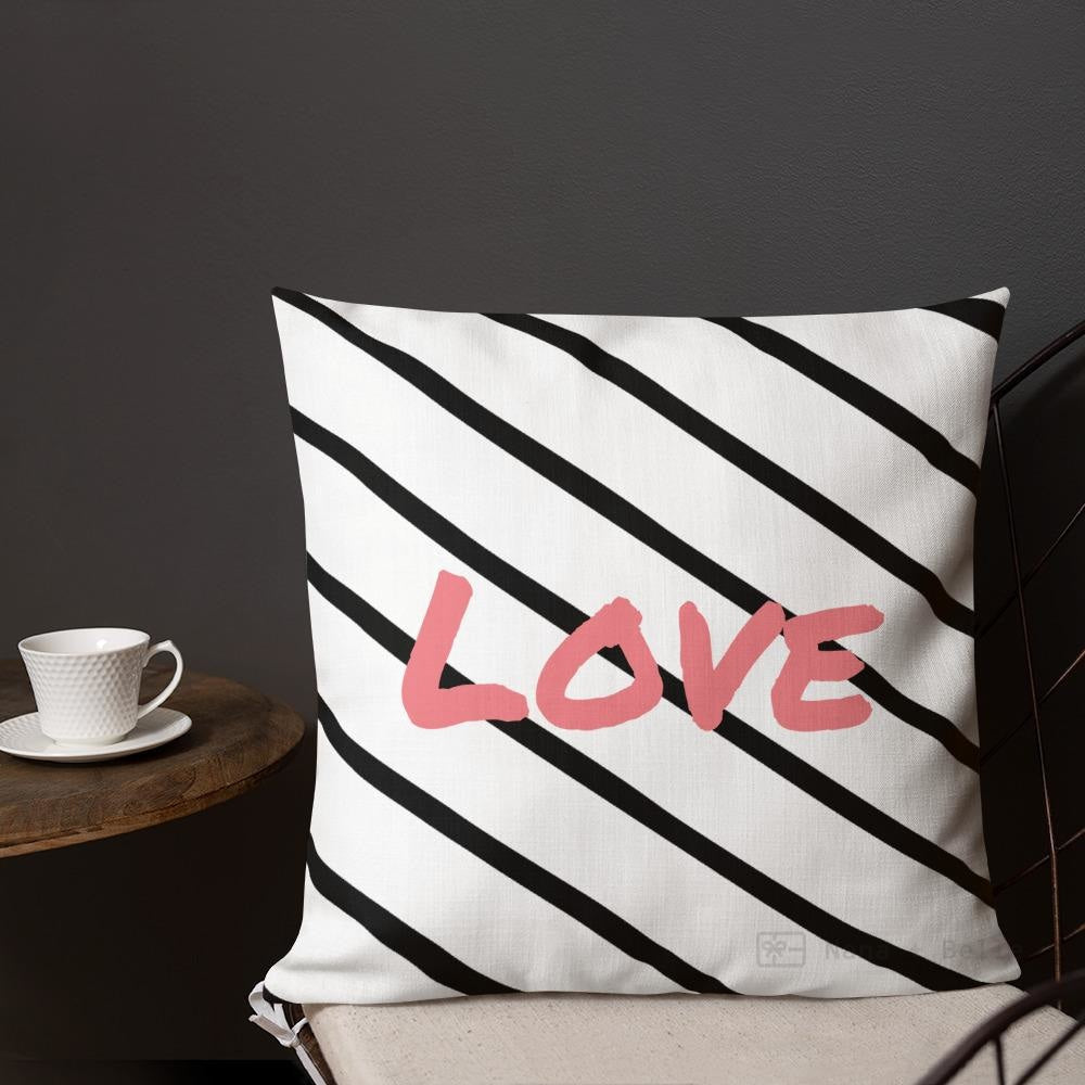 Black Stripe Love Square Cushion Cushions