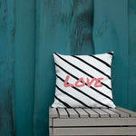 Load image into Gallery viewer, Black Stripe Love Square Cushion Cushions
