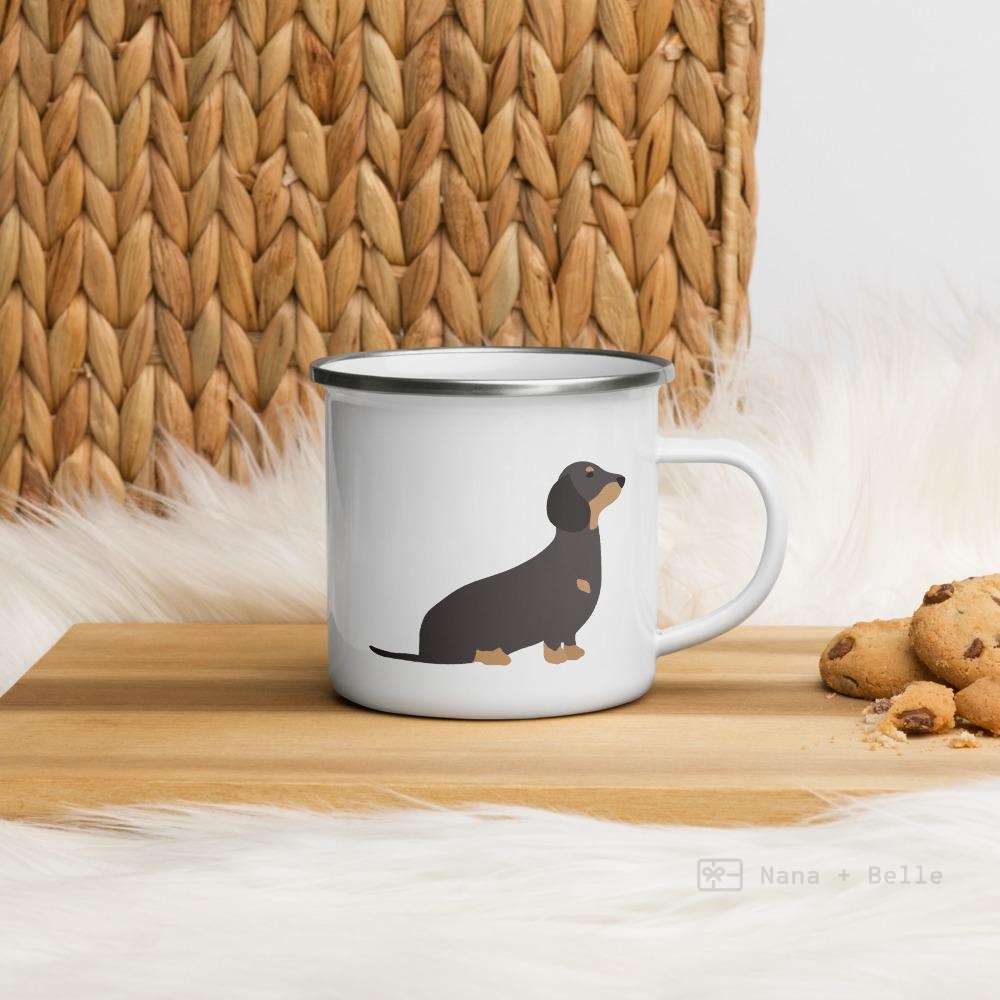 Black and Tan Dachshund enamel mug, kids unbreakable cup, enamel mug, Black and Tan Dachshund cup, chocolate mug - Nana + Belle