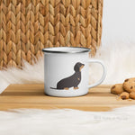 Load image into Gallery viewer, Black and Tan Dachshund enamel mug, kids unbreakable cup, enamel mug, Black and Tan Dachshund cup, chocolate mug - Nana + Belle
