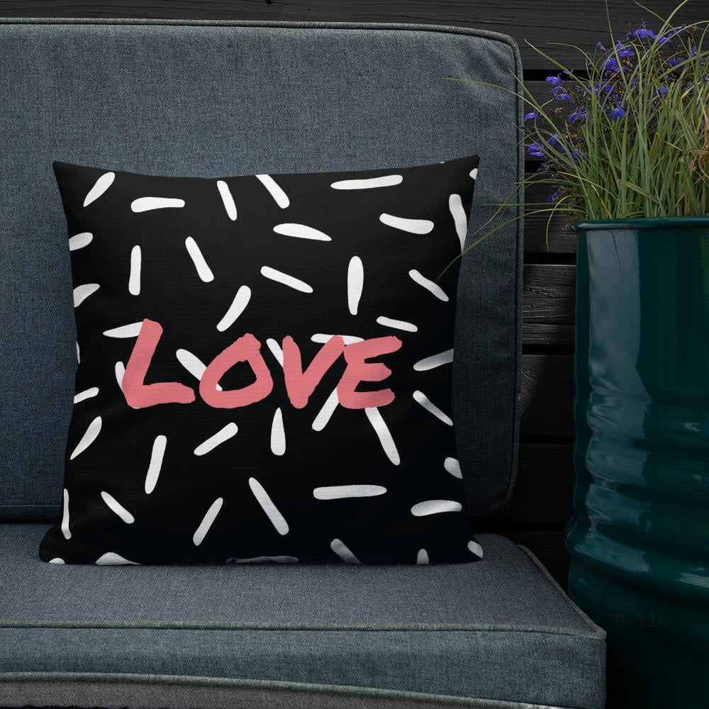 Black Love Abstract Square Cushion Cushions