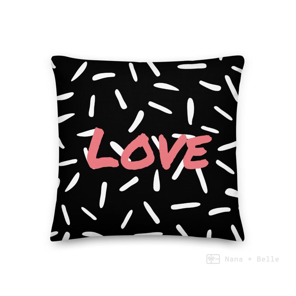 Black Love Abstract Square Cushion Cushions