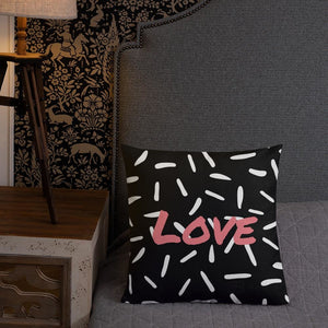 Black Love Abstract Square Cushion Cushions