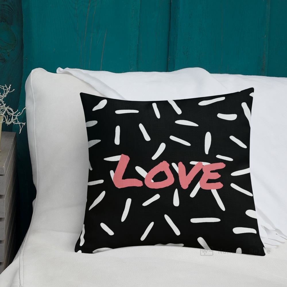 Black Love Abstract Square Cushion Cushions