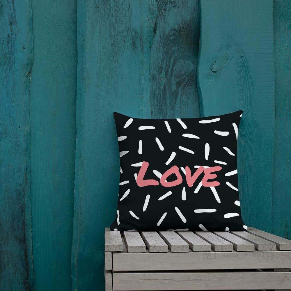 Black Love Abstract Square Cushion Cushions