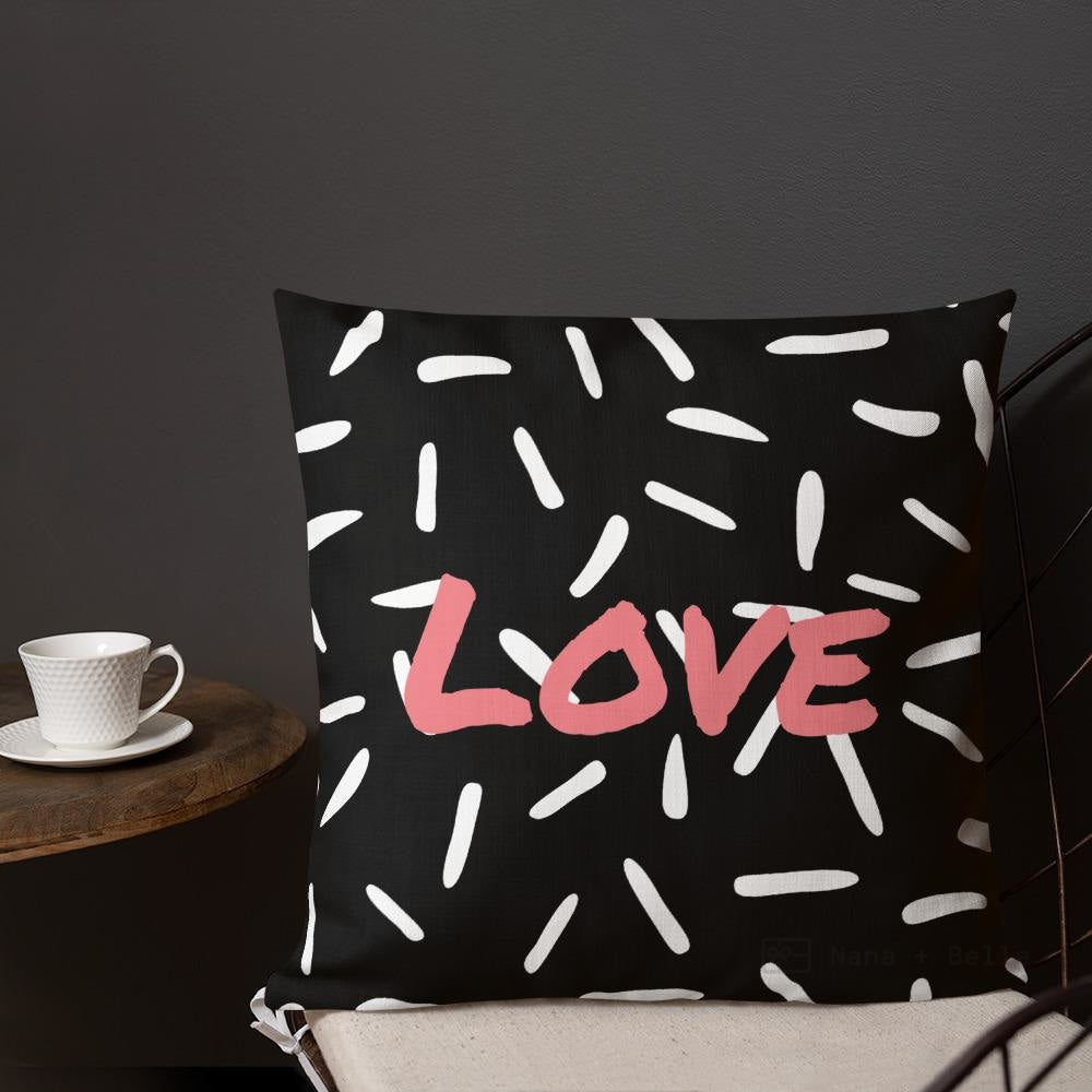 Black Love Abstract Square Cushion Cushions