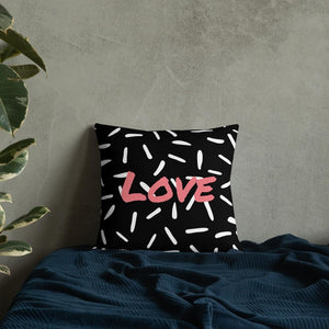 Black Love Abstract Square Cushion Cushions