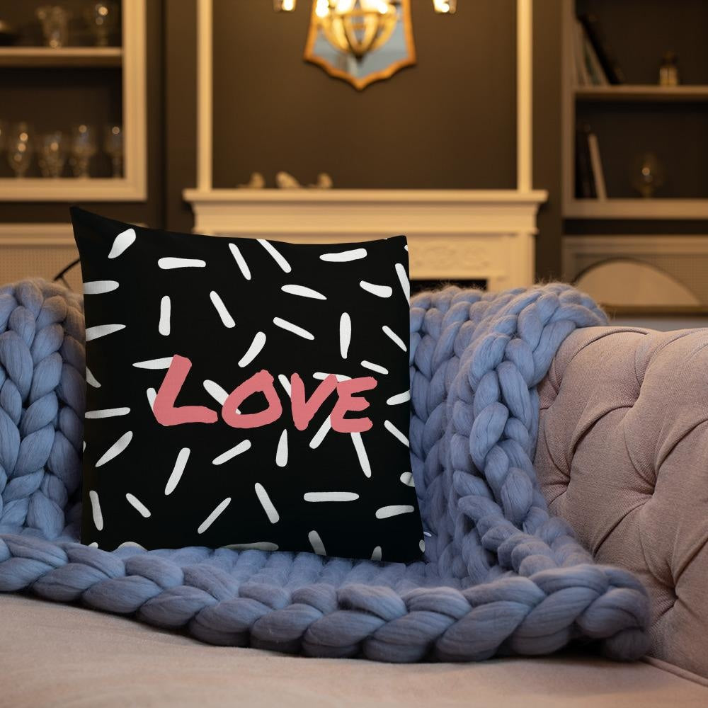 Black Love Abstract Square Cushion Cushions