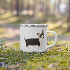 Black And White Corgi Enamel Mug / Cup