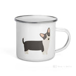 Load image into Gallery viewer, Black And White Corgi Enamel Mug / Cup
