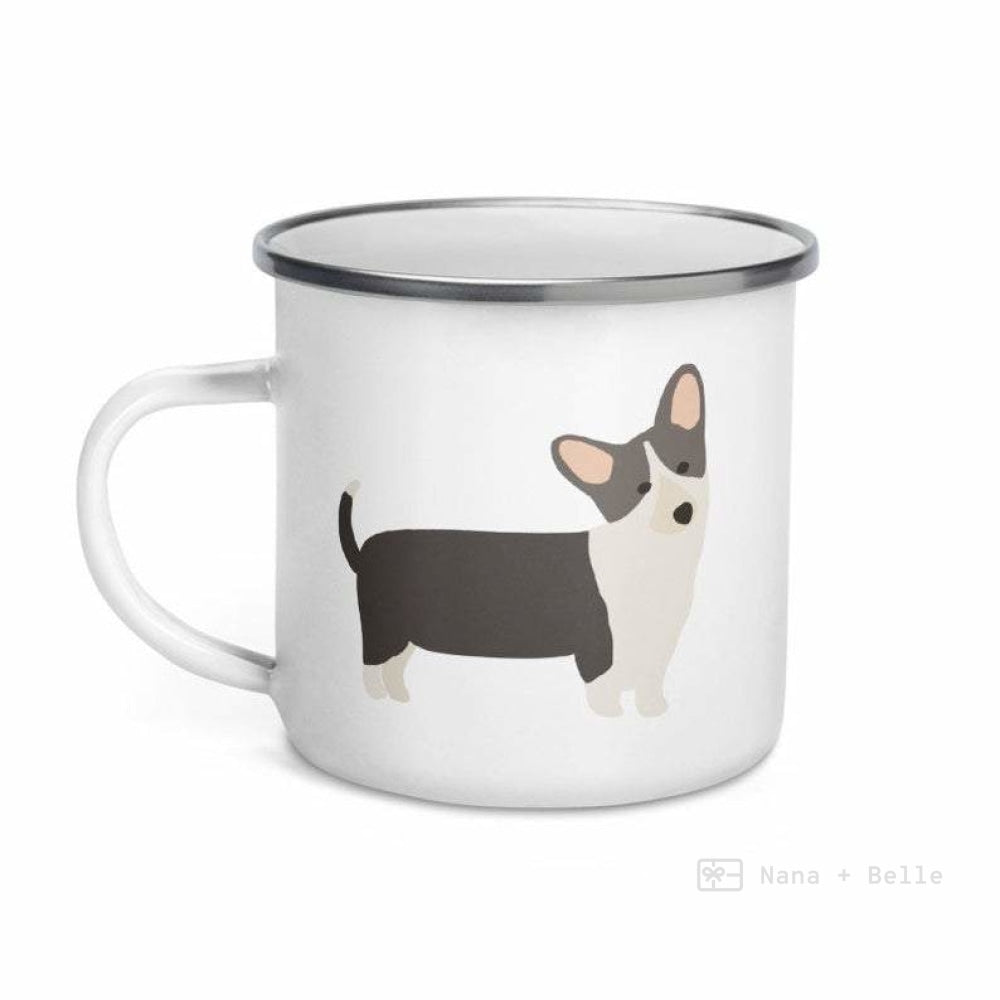 Black And White Corgi Enamel Mug / Cup