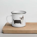 Load image into Gallery viewer, Black And White Corgi Enamel Mug / Cup
