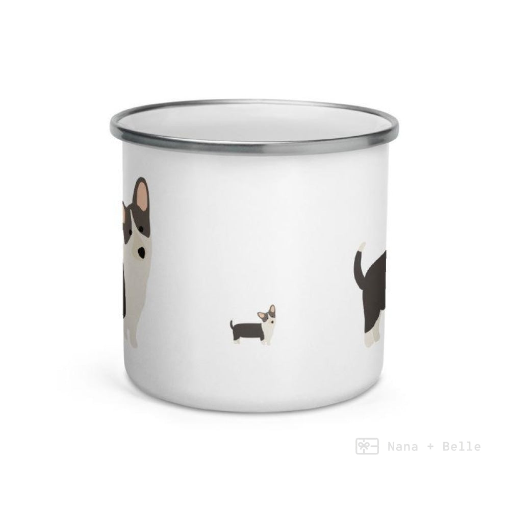 Black And White Corgi Enamel Mug / Cup