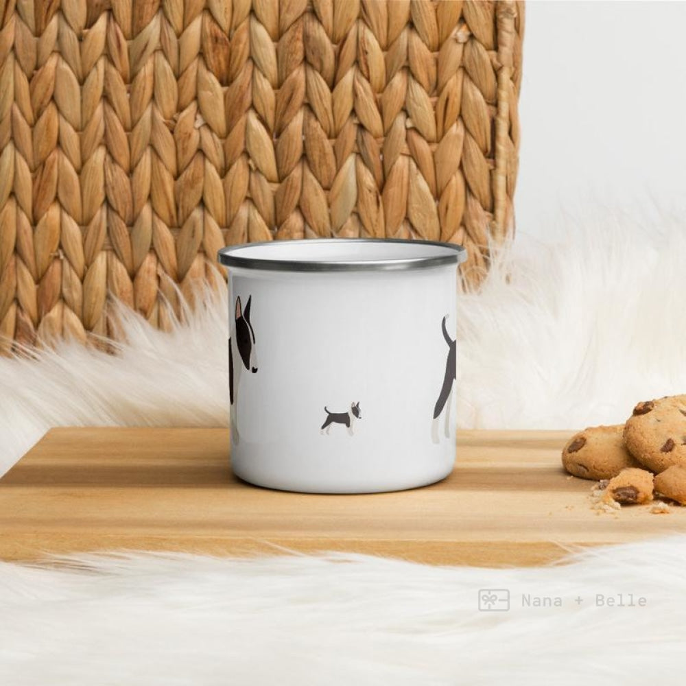 Black And White English Bull Terrier Enamel Mug / Cup Mug